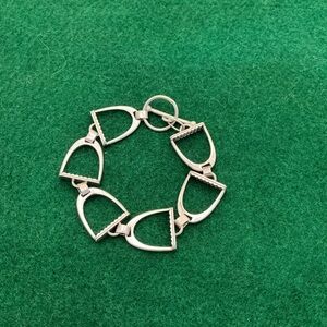 Antique Sterling Silver Equestrian Stirrup Design Link Bracelet